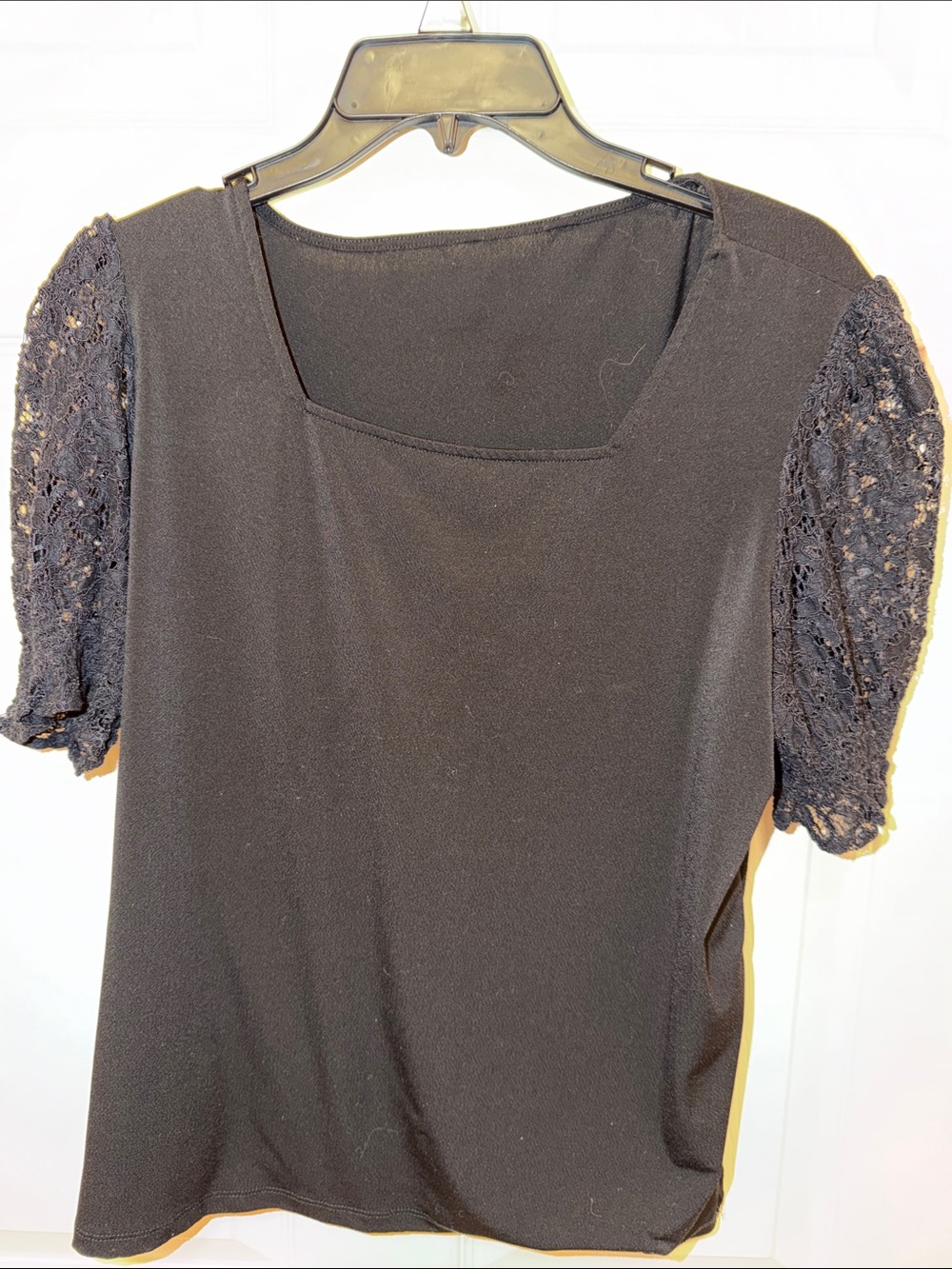 Black Lace Sleeve Women's Top